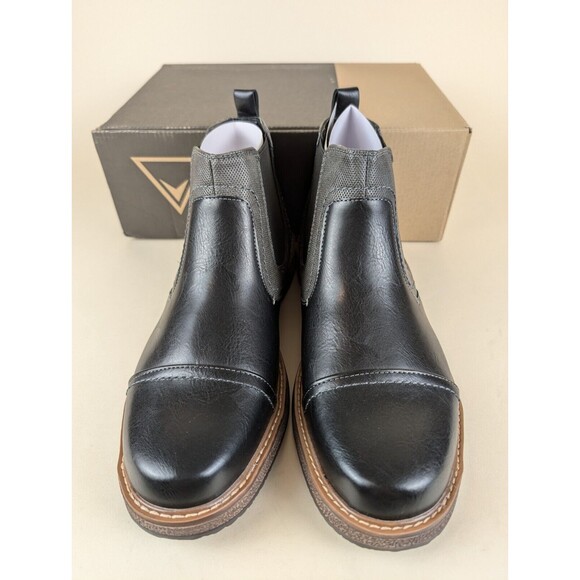 Vance Co Boots Mens 10 Wide Lancaster Chelsea Black Ankle Top Casual Shoes NEW